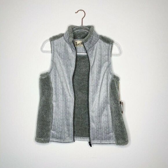 Aventura Vest Women Small Hunter Style Griffin Grey Herringbone Plush Fleece NWT - Picture 2 of 6